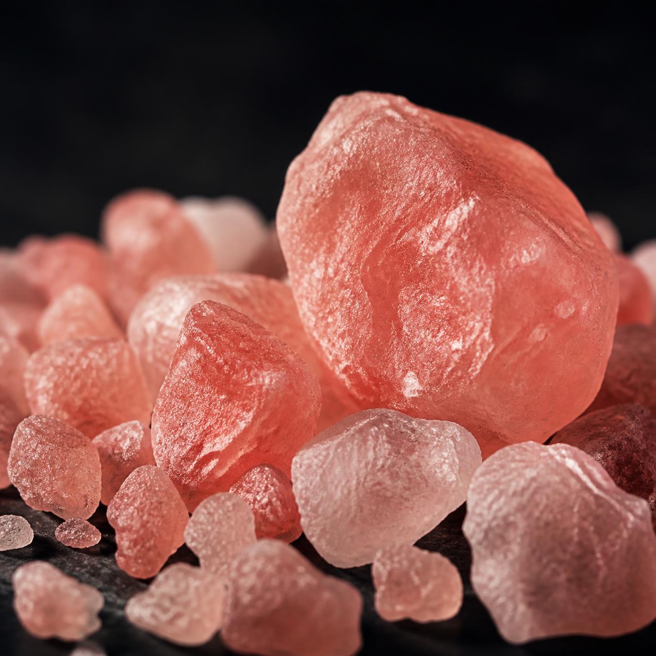 Raw pink Himalayan salt crystals